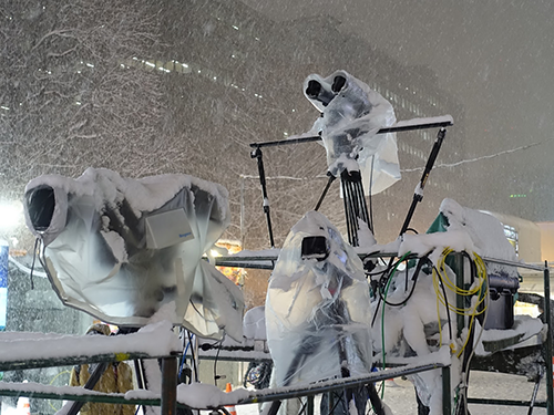 In Sapporo (filming the snow statue)