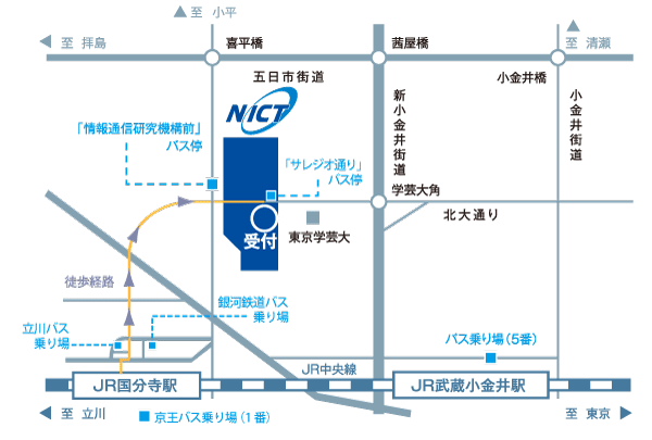 NICT本部への地図