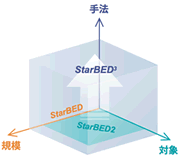 【図1-1】StarBED／StarBED2／StarBED<sup>3</sup>の進化イメージ